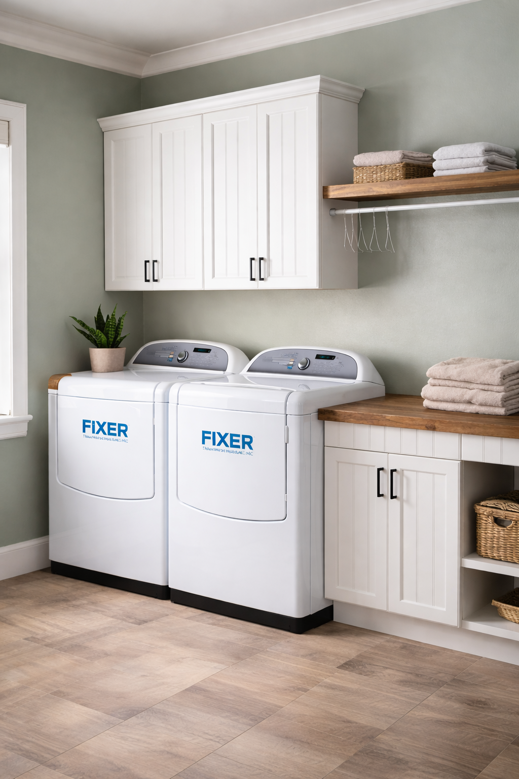 Modern laundry room with washer and dryer in an Ottawa home