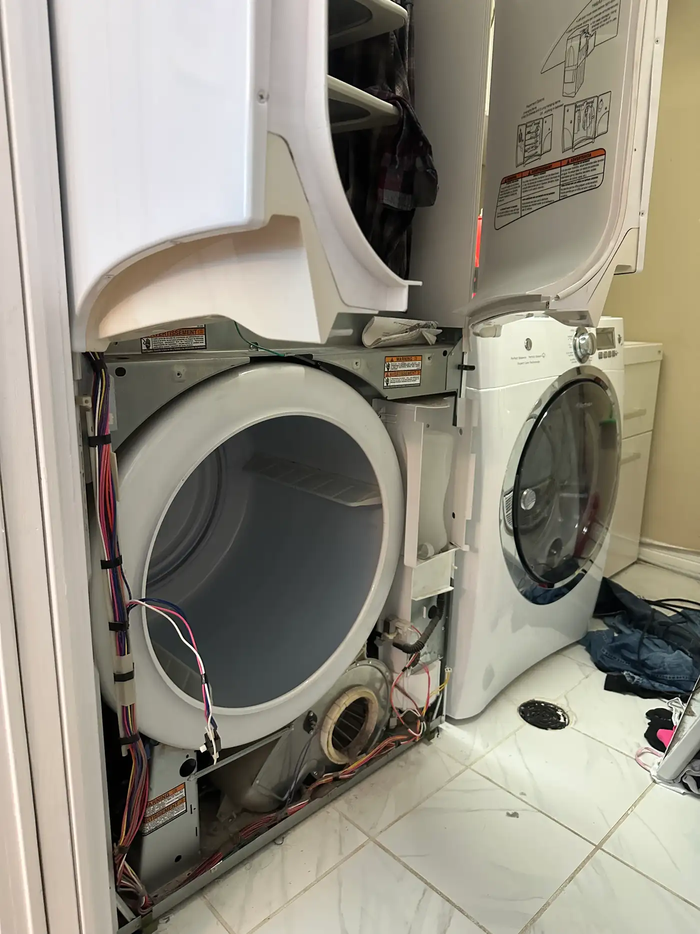 GE dryer disassembled for repair in Ottawa