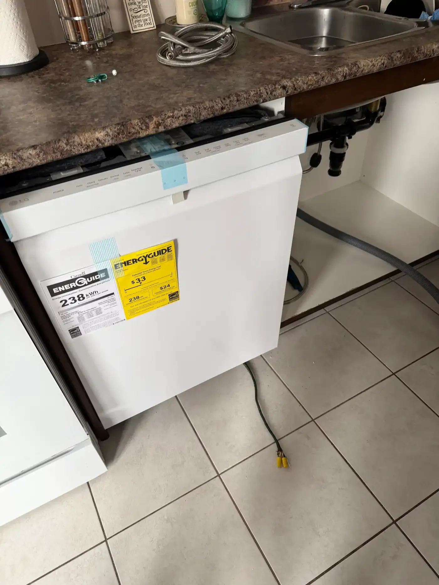 Dishwasher installation with wiring connection in Ottawa